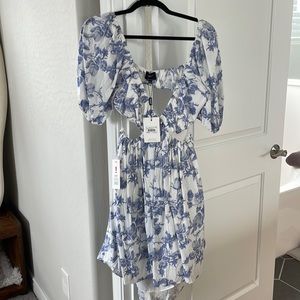 Bardot Eden Mini Dress, Blue Floral, Size Small